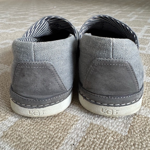 UGG Gray Canvas Slip-On Shoes Casual Comfort Loafers Travel Vacation Size 12 - Picture 5 of 7